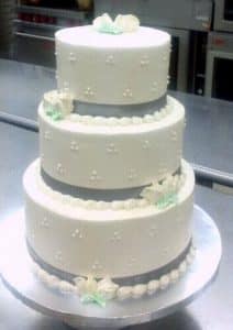 3 Tiered Wedding Cake Silver Ribbon
