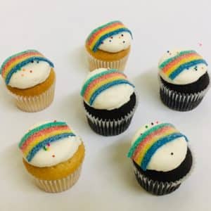 6 Rainbow Cupcakes