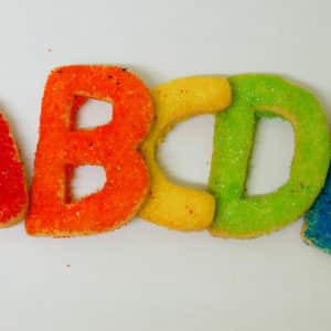 Colorful Alphabet Sanding Sugar Cookies