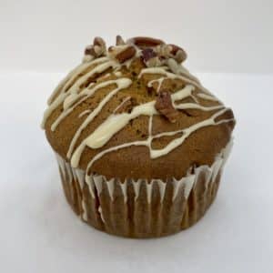 A single Pumpkin Pecan Muffin