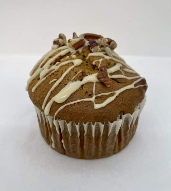 A single Pumpkin Pecan Muffin