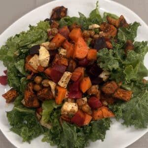 Close view of Harvest Green Salad on a plate