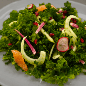 Kale, Fennel, & Apple Salad on a plate