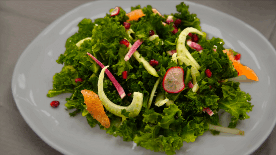 Kale, Fennel, & Apple Salad on a plate